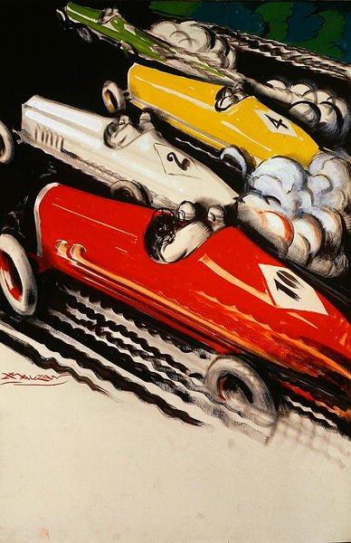 Motoristické závody (barva litho) od Luciano Achille Mauzan