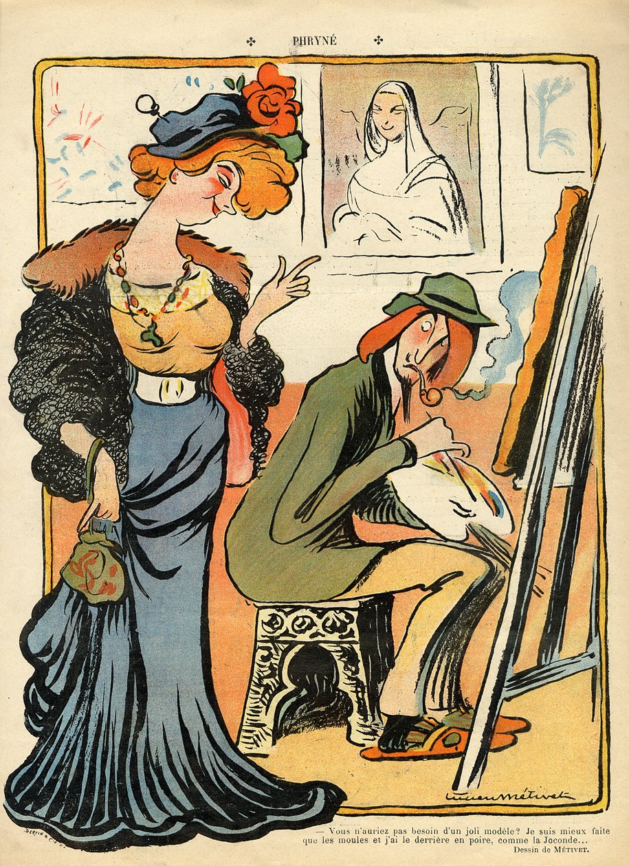 Phryne: karikatura uměleckého modelu, ze zadní obálky 
