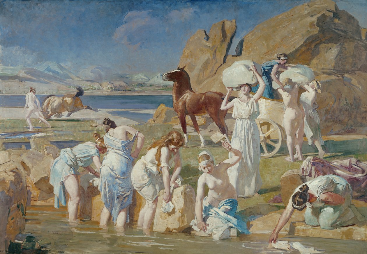 Nausicaa u fontány od Lucien Simon