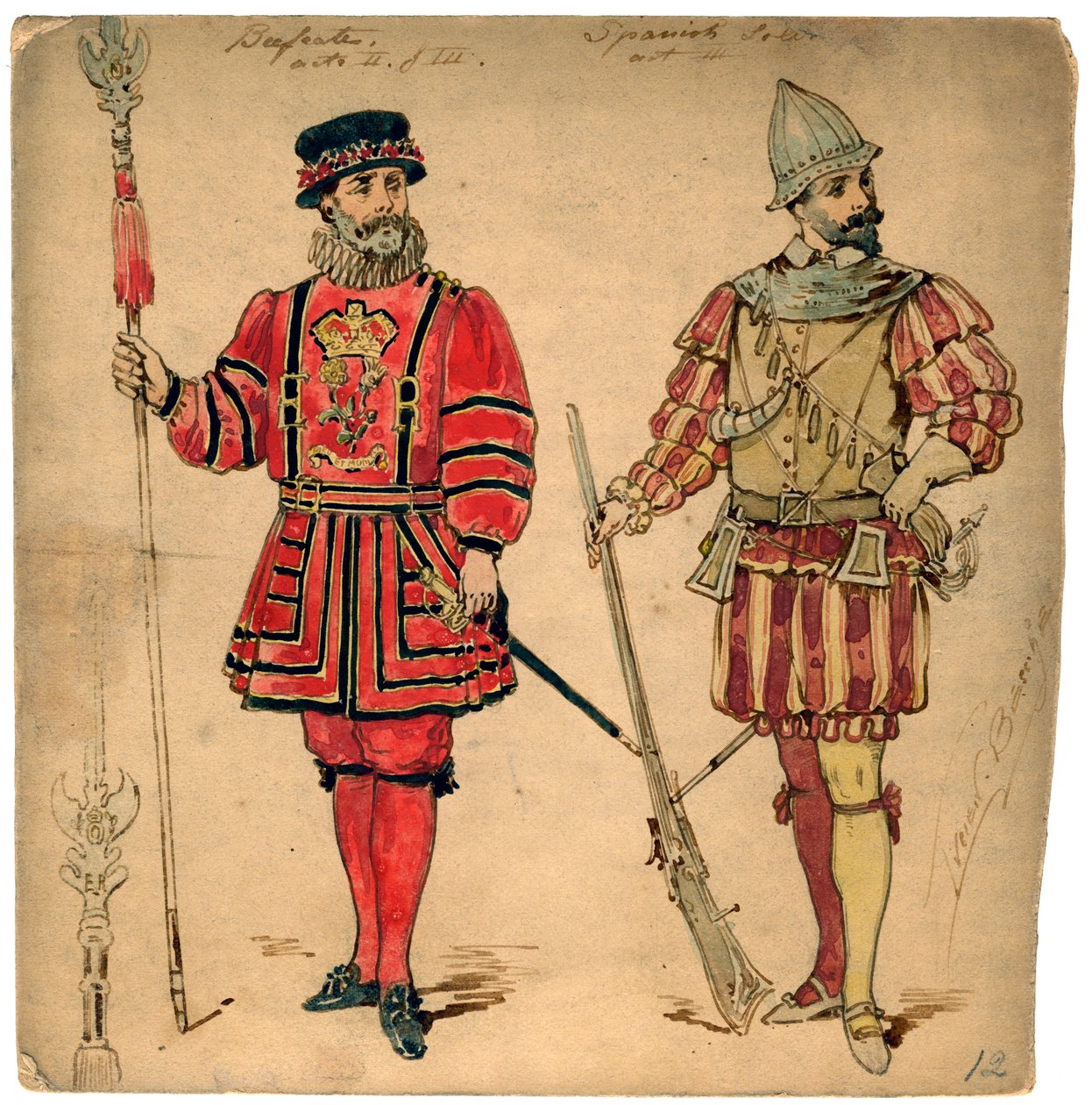 Beefeater a španělský voják, 19. století. od Lucien Besche