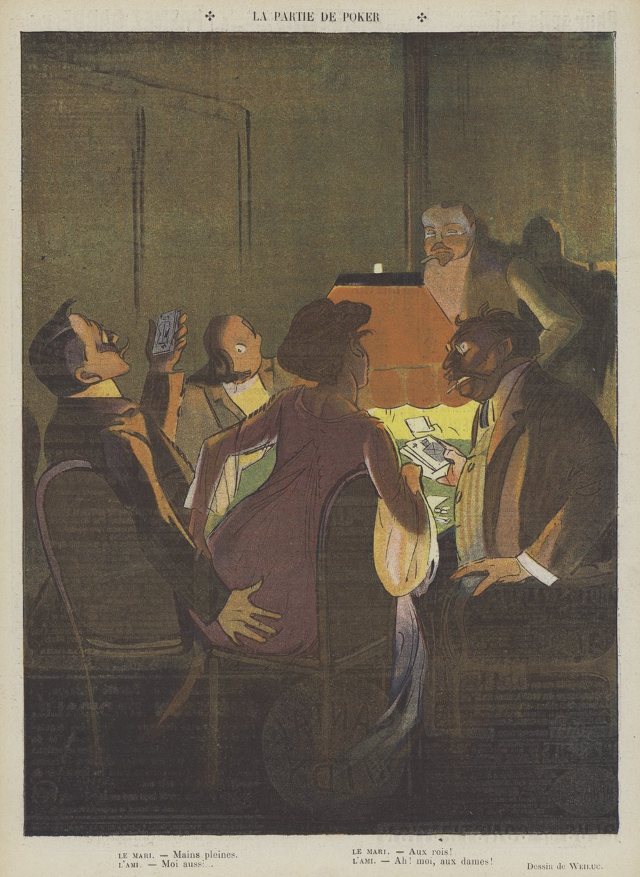 Pokerová hra (color litho) od Lucien Henri Weiluc