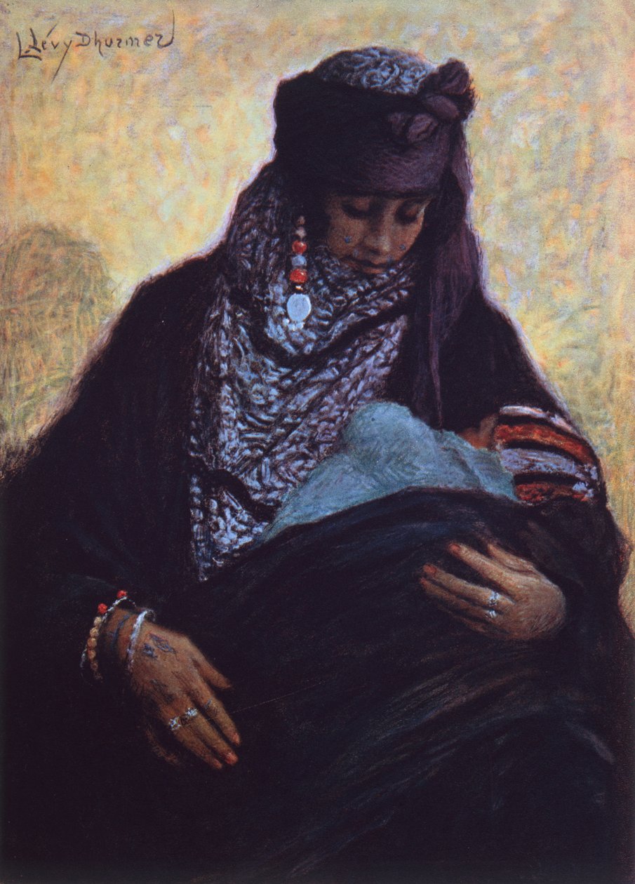 Alžírská matka (barevná litografie) od Lucien Levy Dhurmer