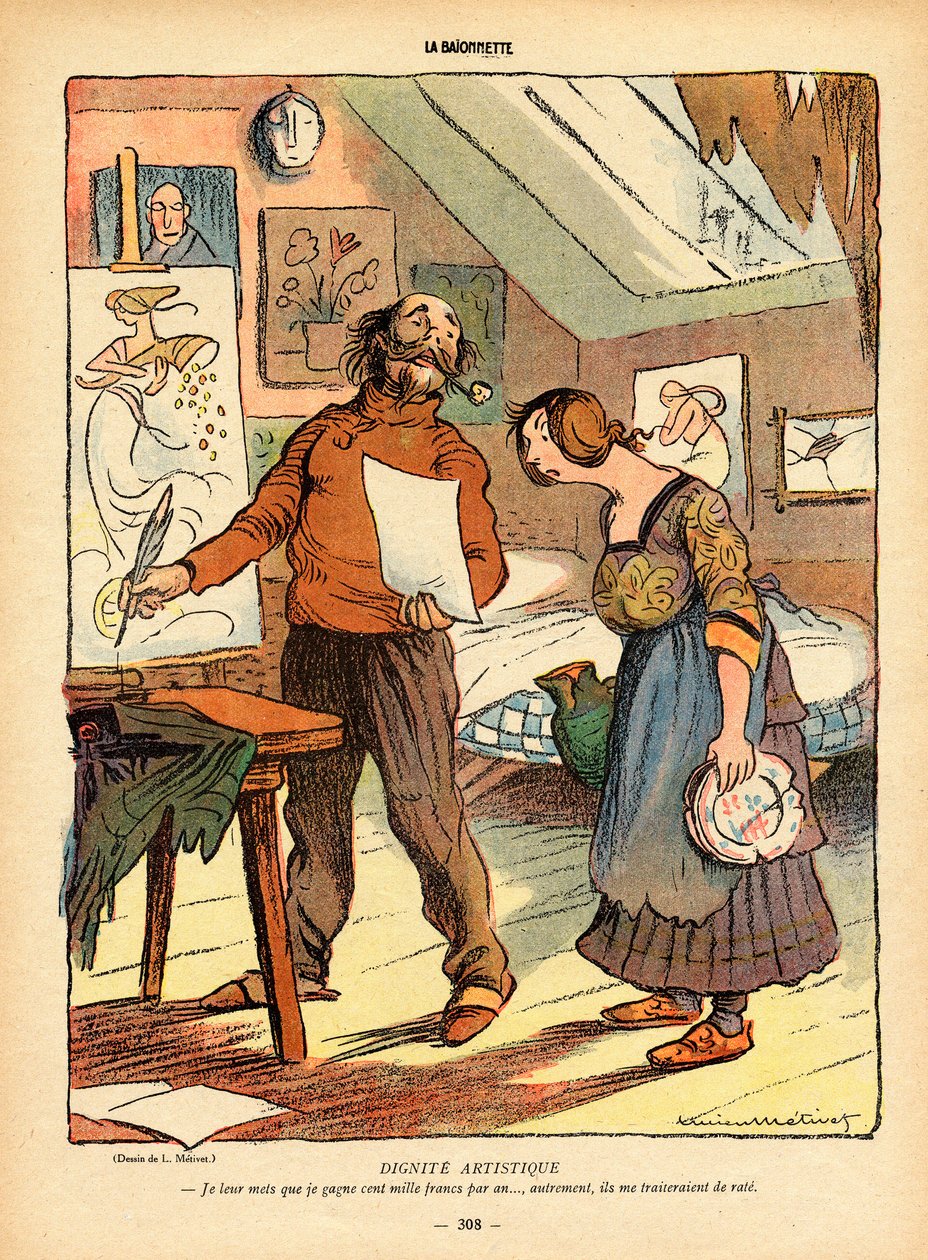 Bajonet, satirický v barvě od Lucien Metivet