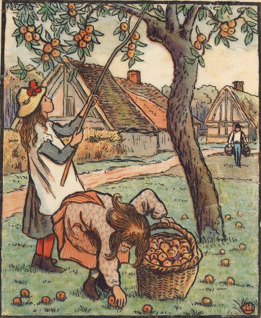 Sklizeň jablek, 1889 od Lucien Pissarro