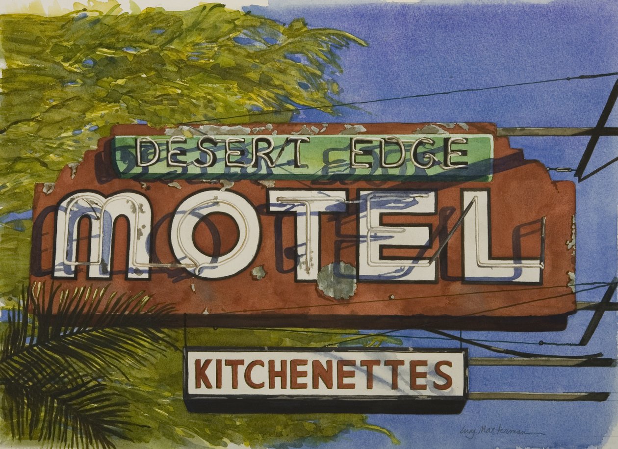 Desert Edge Motel, 2006 (wc na papíře) od Lucy Masterman