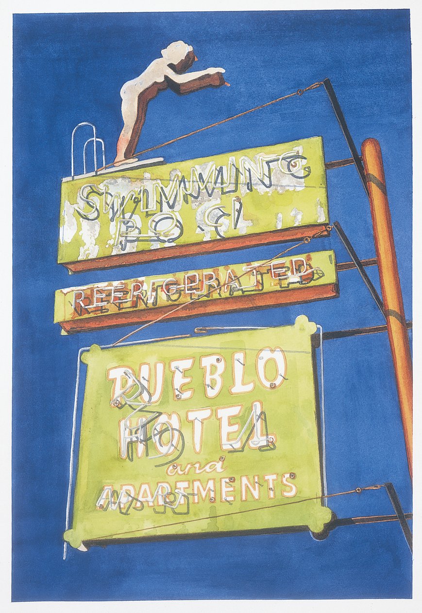 Pueblo Hotel, 2001 (wc na papíře) od Lucy Masterman