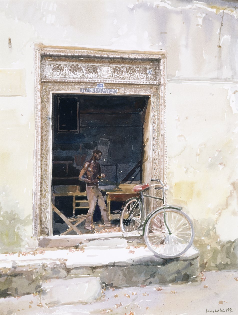 Dark Interior, Zanzibar, 1995 (wc na papíře) od Lucy Willis