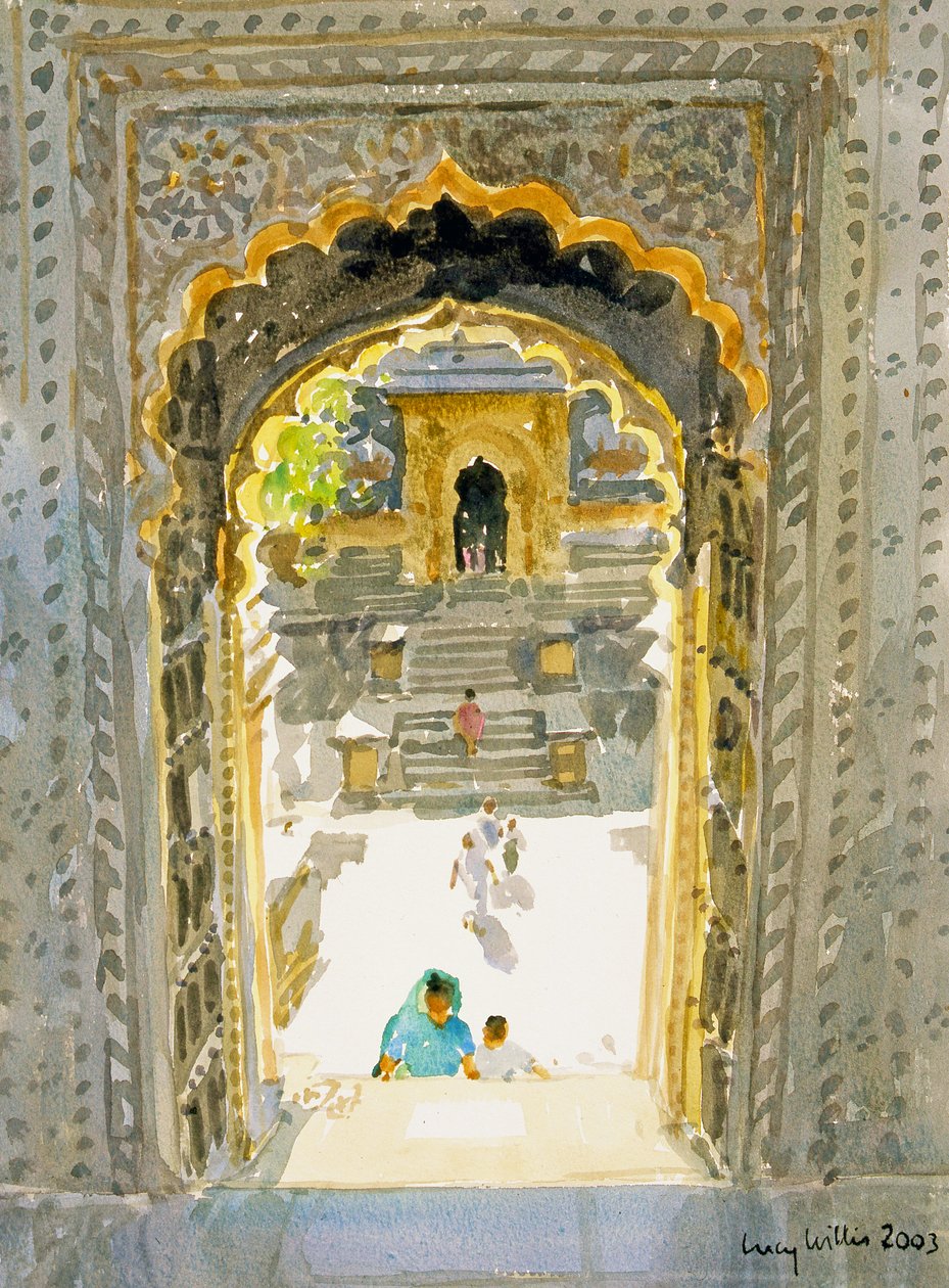 The Maheshwar Temple, 2003 (wc na papíře) od Lucy Willis