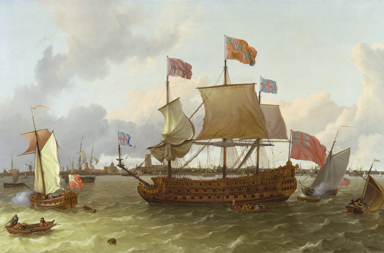 Tři mistři ‚Britannia‘ v Rotterdamu, 1698 od Ludolf Backhuysen
