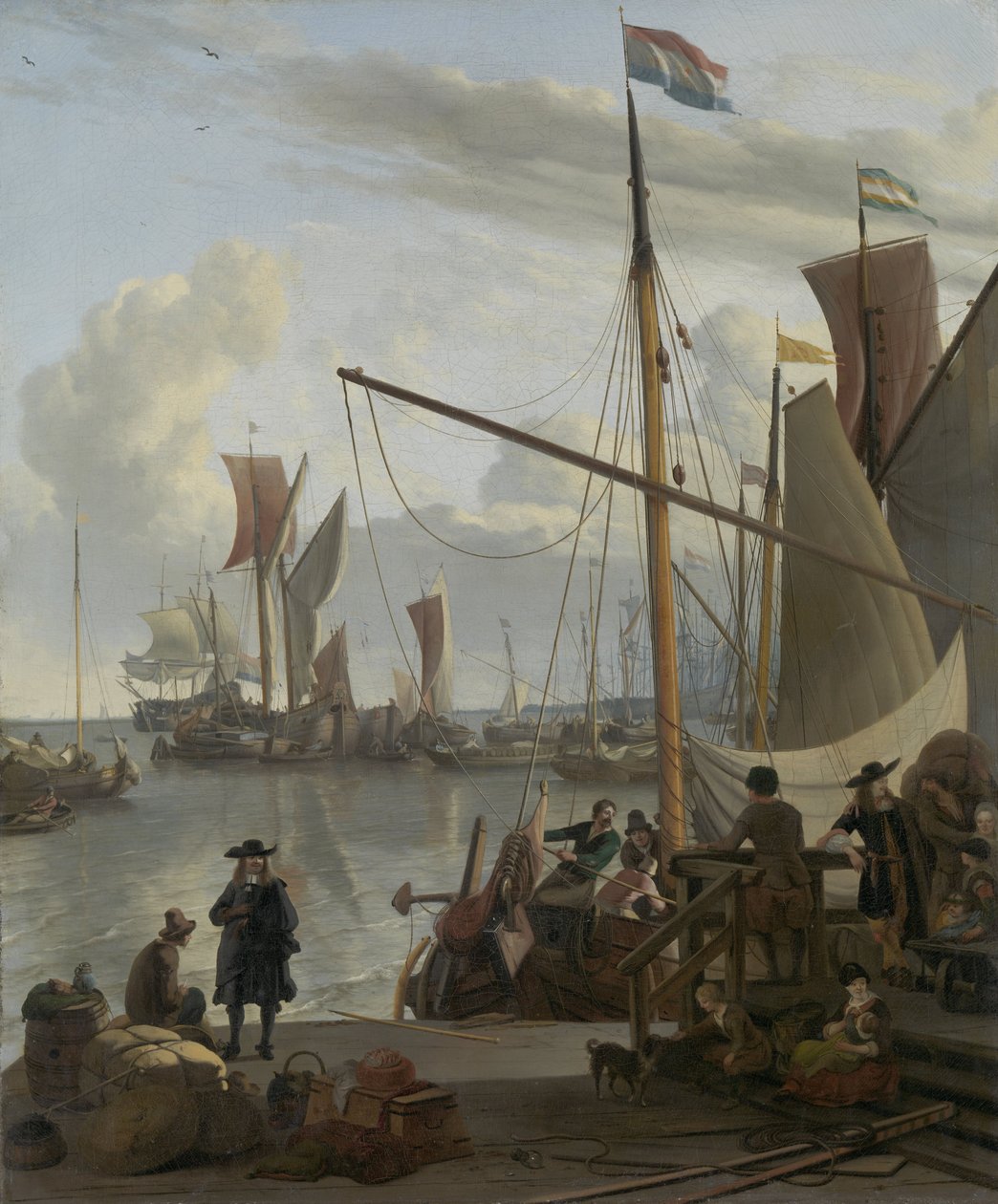 IJ v Amsterdamu, při pohledu z Mosselsteiger (Mussel Pier) 1673 od Ludolf Backhuysen
