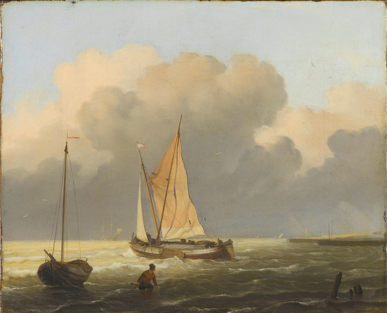Moře u pobřeží se Spritsail Barge od Ludolf Bakhuysen