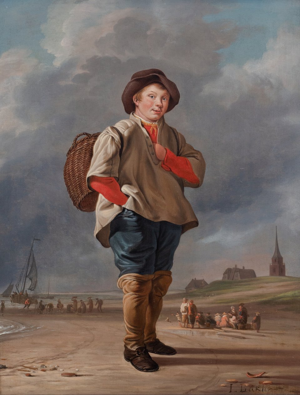 Fisher Boy na pláži od Ludolf I Backhuysen