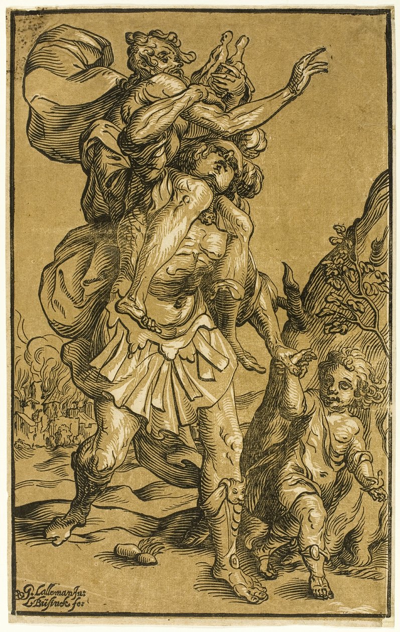 Aeneas nesoucí svého otce, Anchises od Ludolph Büsinck
