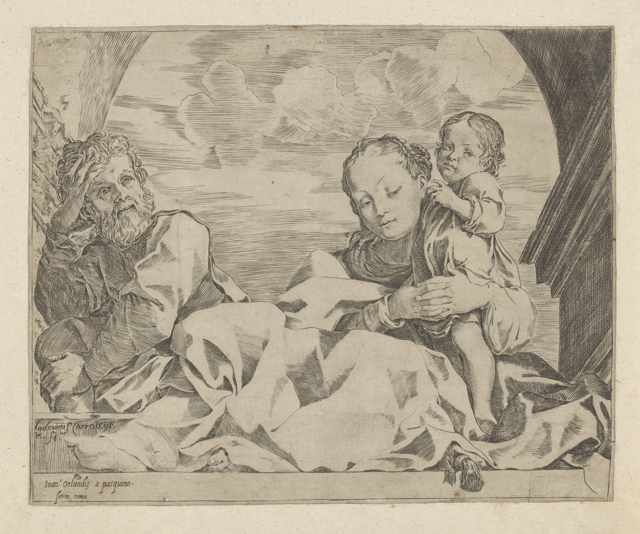 Svatá rodina pod obloukem od Ludovico Carracci