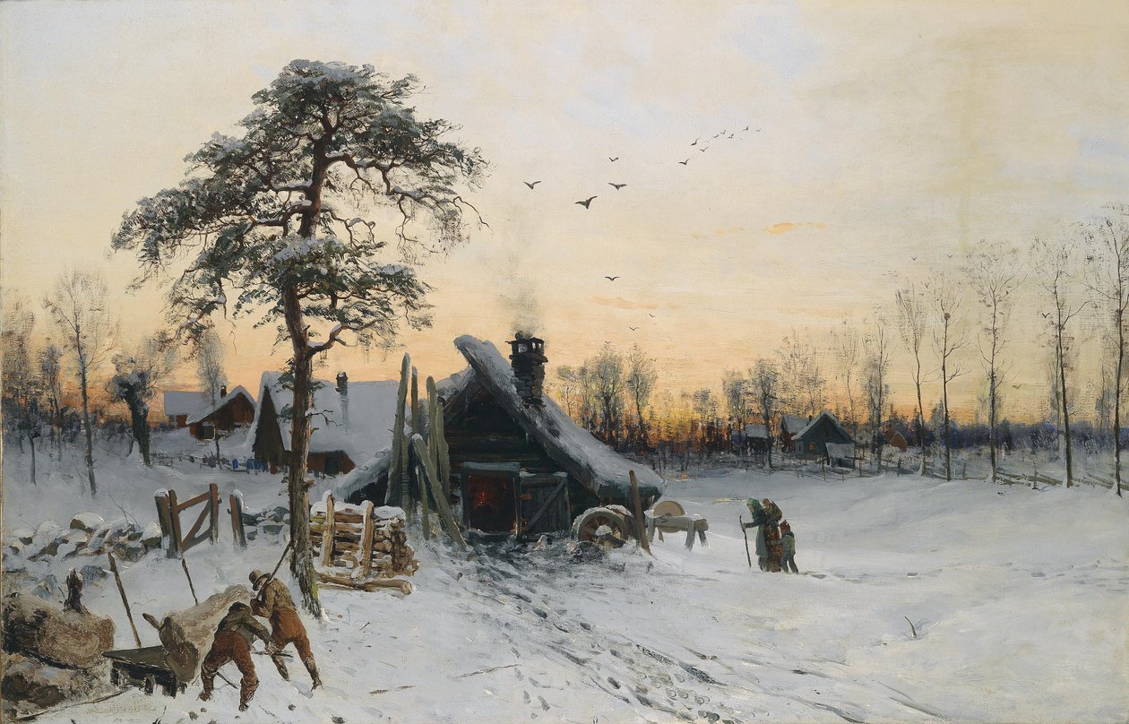 Zimní krajina ve večerním světle od Ludvig Munthe