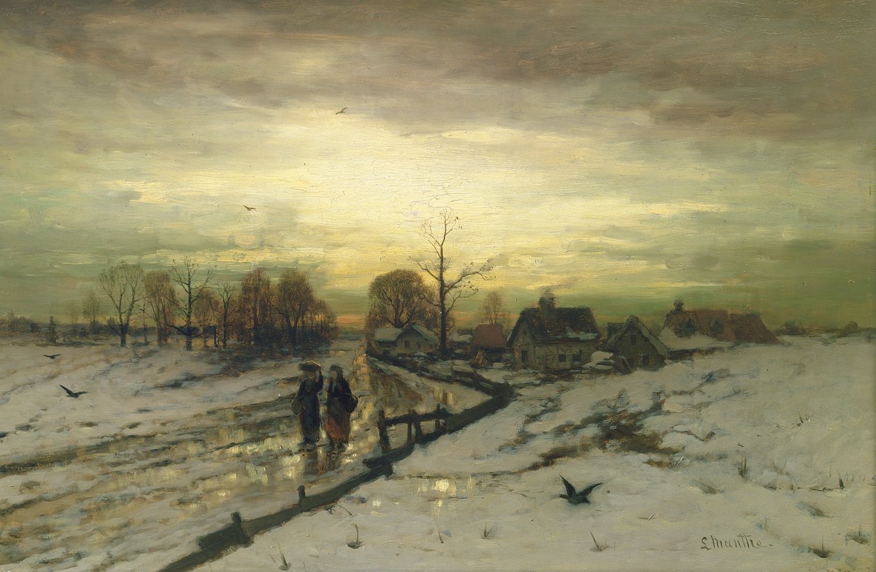 Sněhová scéna: Západ slunce, 19. století od Ludwig Munthe