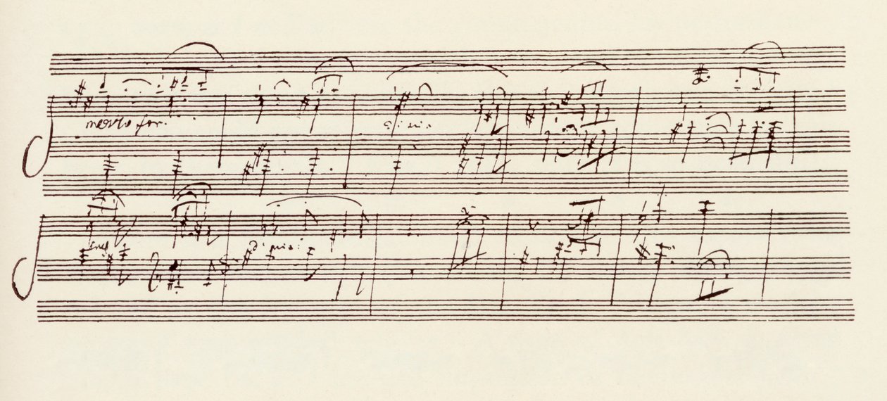 Část rukopisu Beethovenovy sonáty v A, Opus 101 (pero a inkoust) od Ludwig van Beethoven