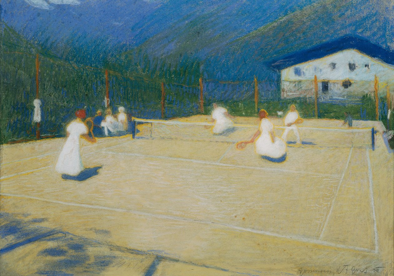 Tenisový kurt v Gossensass, 1908. od Ludwig Ferdinand Graf
