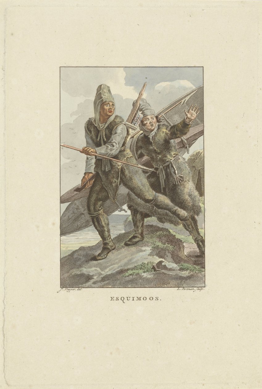 Prchající Inuité Esquimoos (název na objektu) od Ludwig Gottlieb Portman