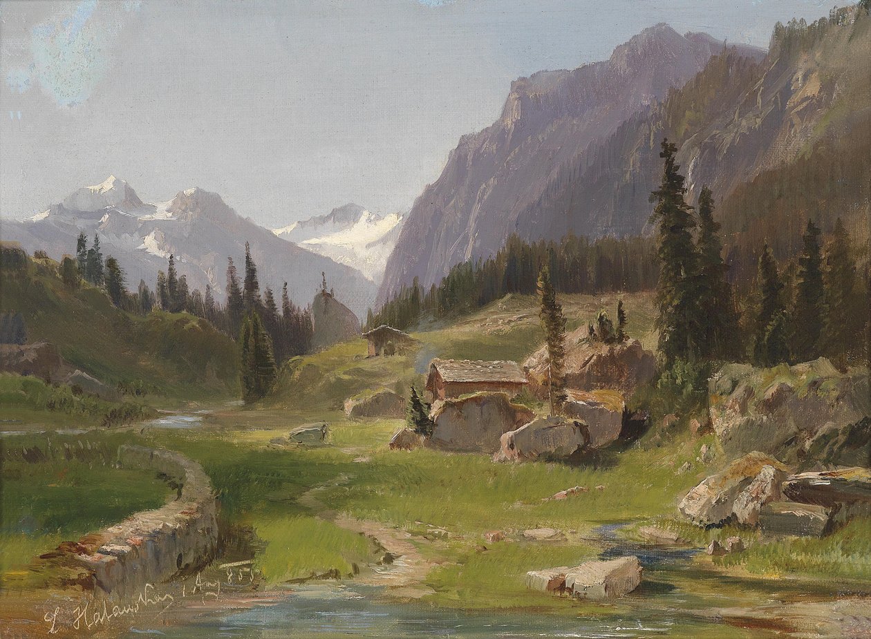 Idylická horská krajina od Ludwig Halauska