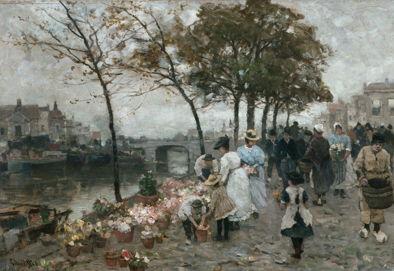 Květinový trh u kanálu od Ludwig Munthe