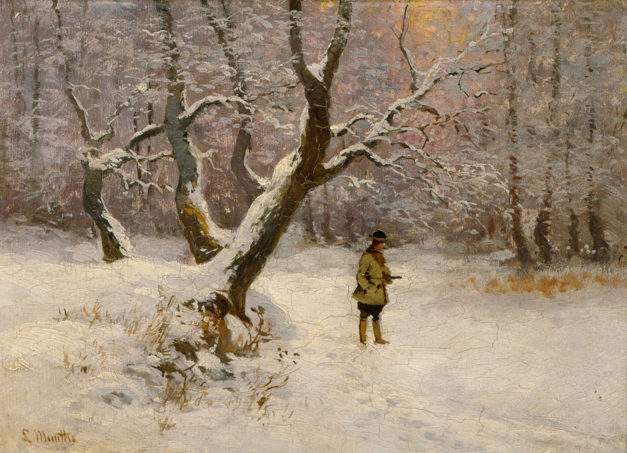 Zimní krajina s lovcem od Ludwig Munthe