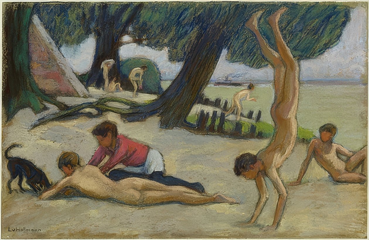 Kluci na pláži. Kolem roku 1895 od Ludwig von Hofmann