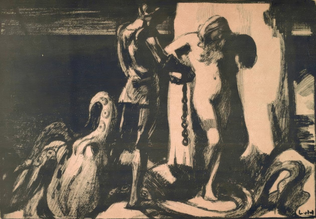 Perseus osvobodí Andromedu od Ludwig von Hofmann
