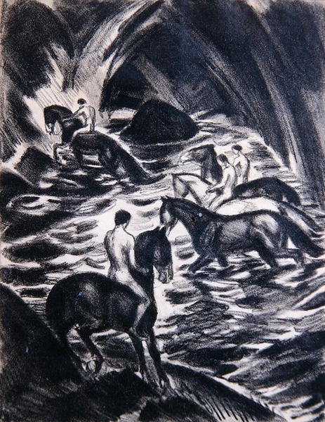 Jízda mládeže (litho) od Ludwig von Hofmann