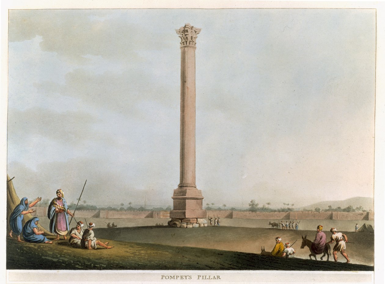 Pompeiův sloup, deska 14 z knihy "Pohledy do Egypta", vyryl Thomas Milton (1743-1827), vydal Robert Bowyer (1758-1834) 1802 (akvatinta) od Luigi Mayer