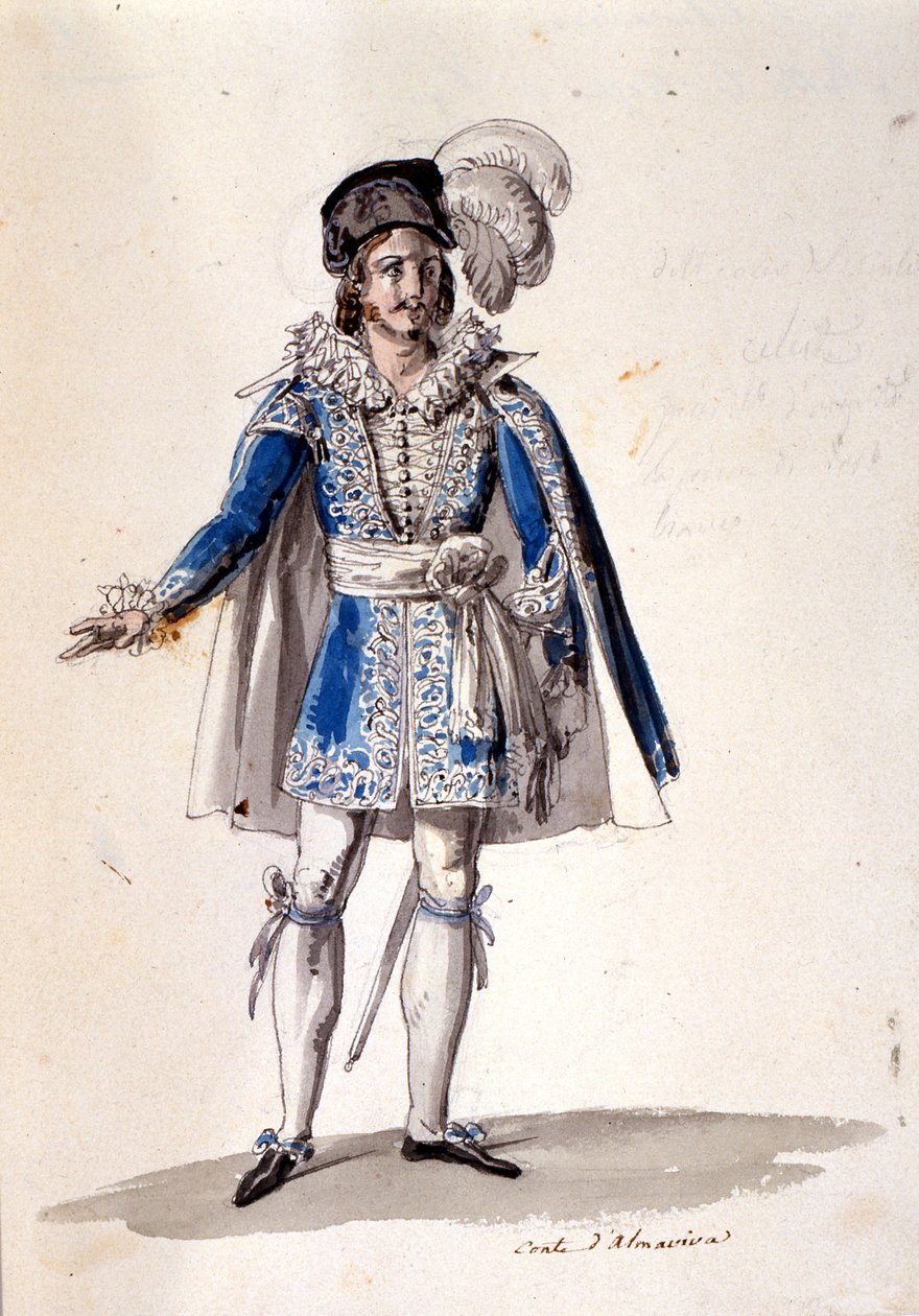 Kostýmní návrh pro hraběte Almaviva, z "Figarova svatba", 1905 od Luigi Sapelli Caramba