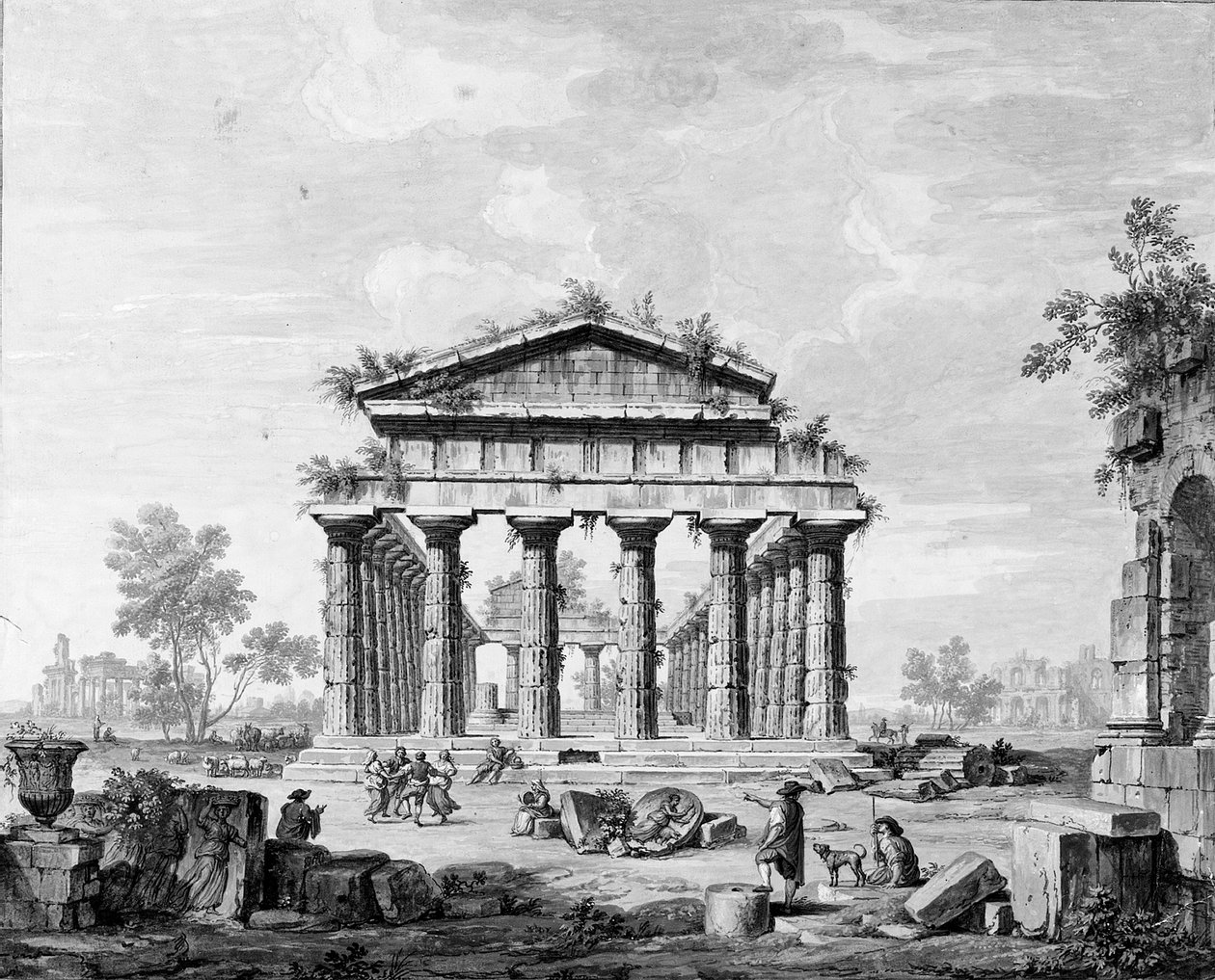 Chrám Juno v Paestum od Luigi Balugani