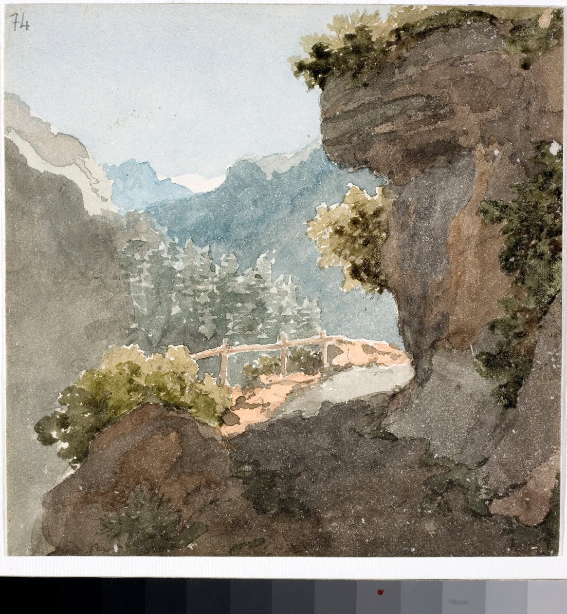 Pohled na horskou stezku (Akvarel, cca 1820) od Luigi Garibbo