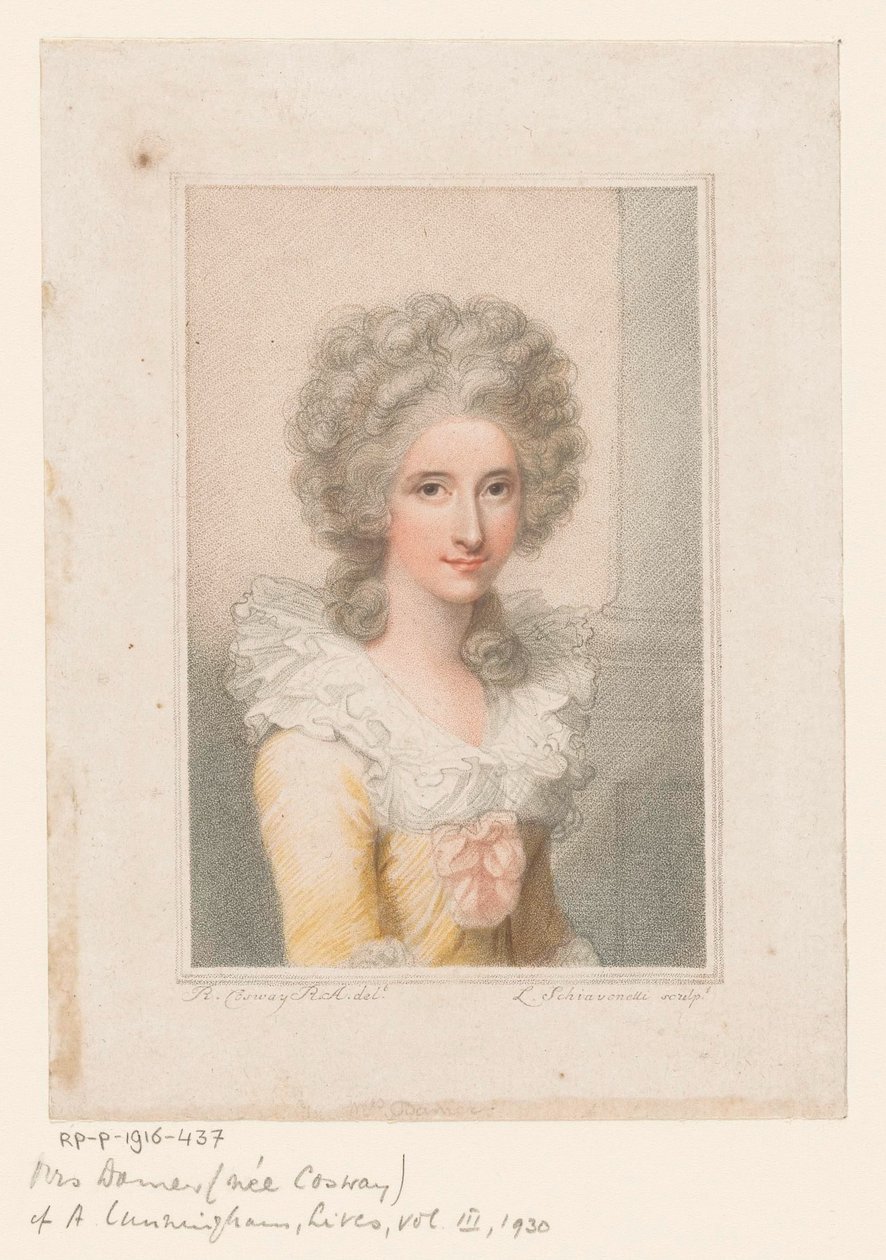 Portrét sochařky Anne Seymour Damer od Luigi Schiavonetti
