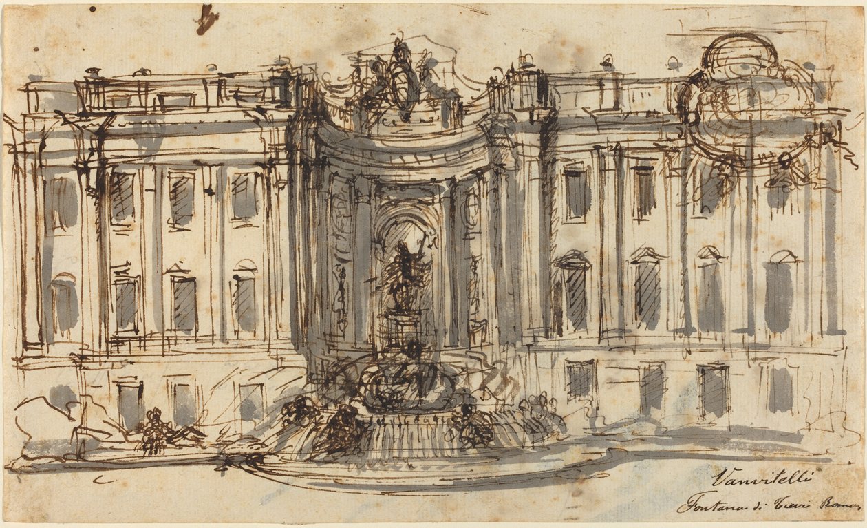 Návrh na fontánu di Trevi od Luigi Vanvitelli