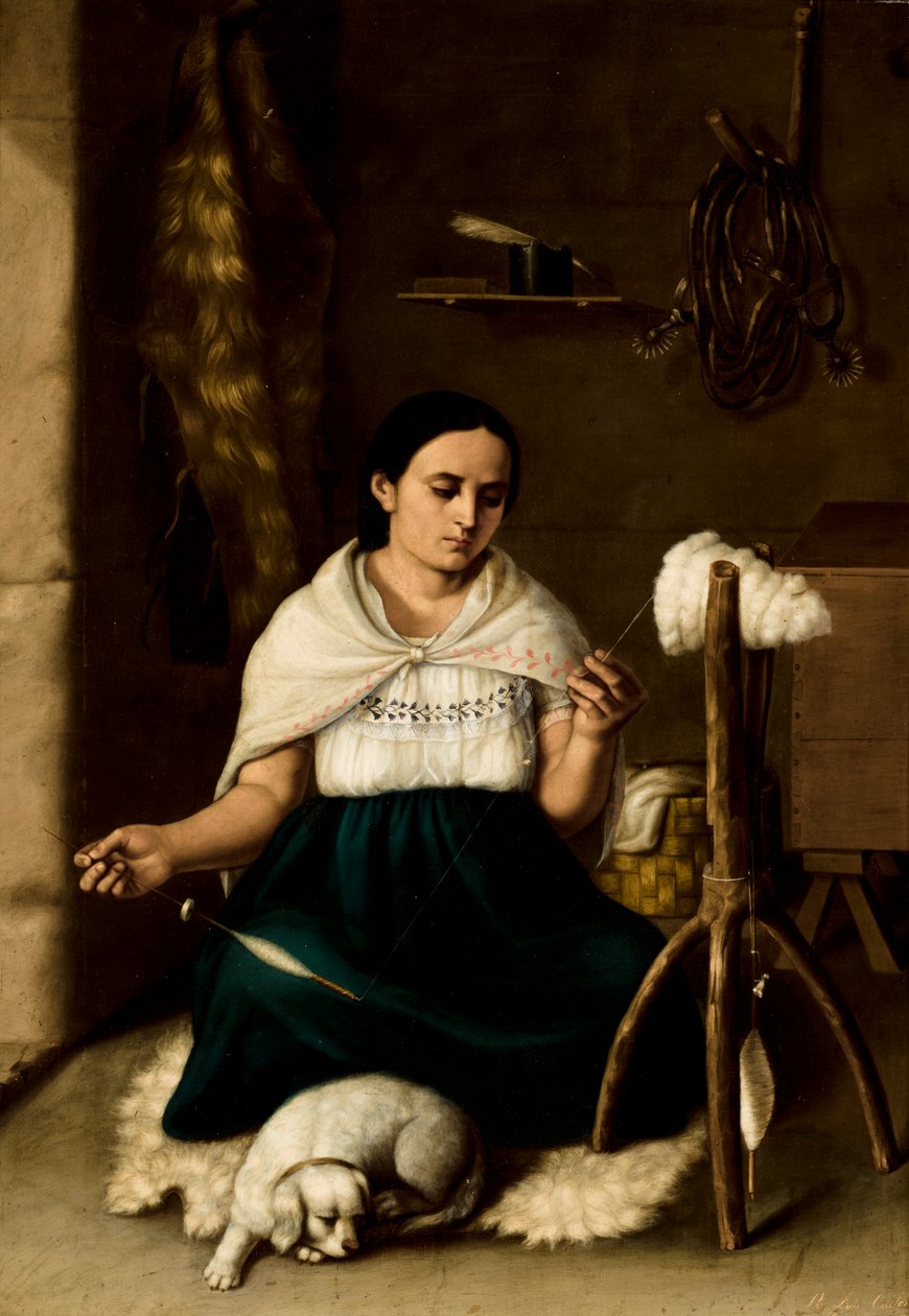 Žena předení (Hilandera), 1859 od Luis Cadena