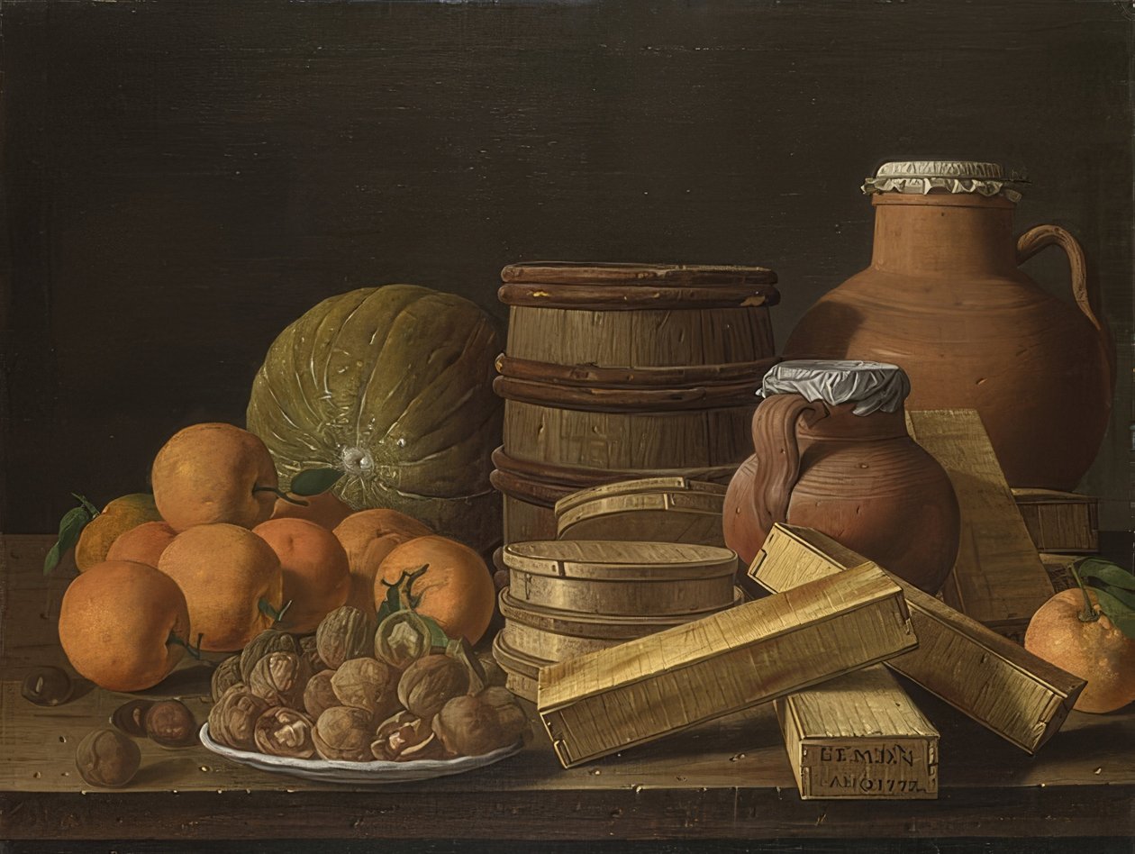 Zátiší s pomeranči a vlašskými ořechy. 1772 od Luis Egidio Melendez