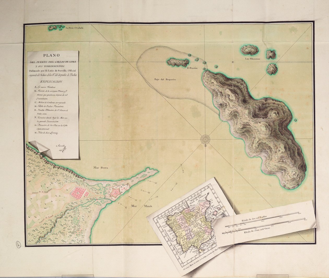 Mapa Callao  Lima od Luis de Surville