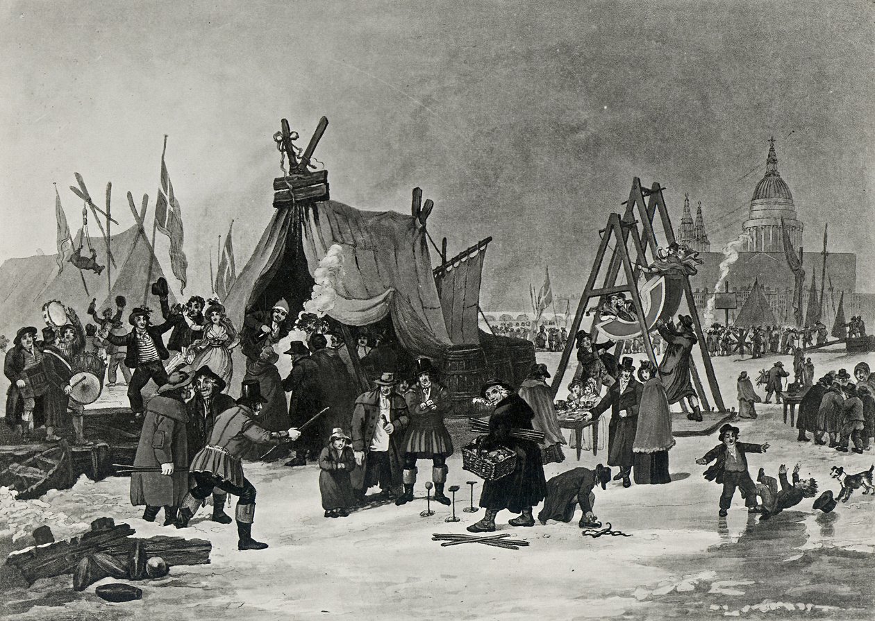 Veletrh na Temži, 4. února 1814, rytina Reeve od Luke Clennell