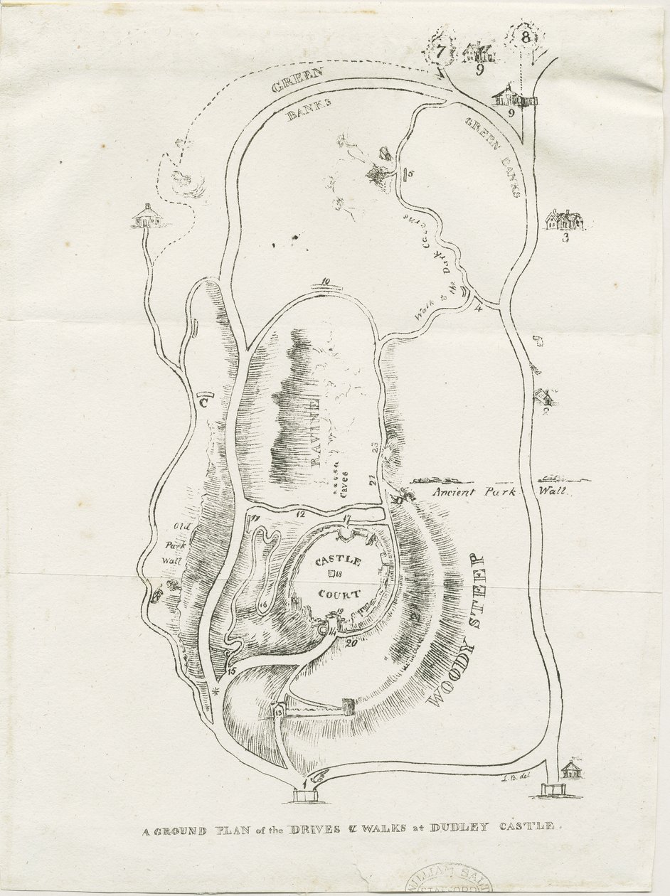 Dudley Castle: litografie, nd [c 1825] od Luke Booker