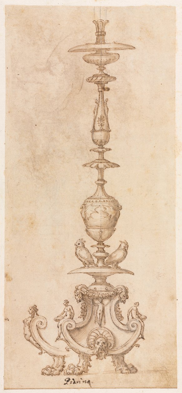 Design pro svícen, polovina 1500s. od Luzio Romano