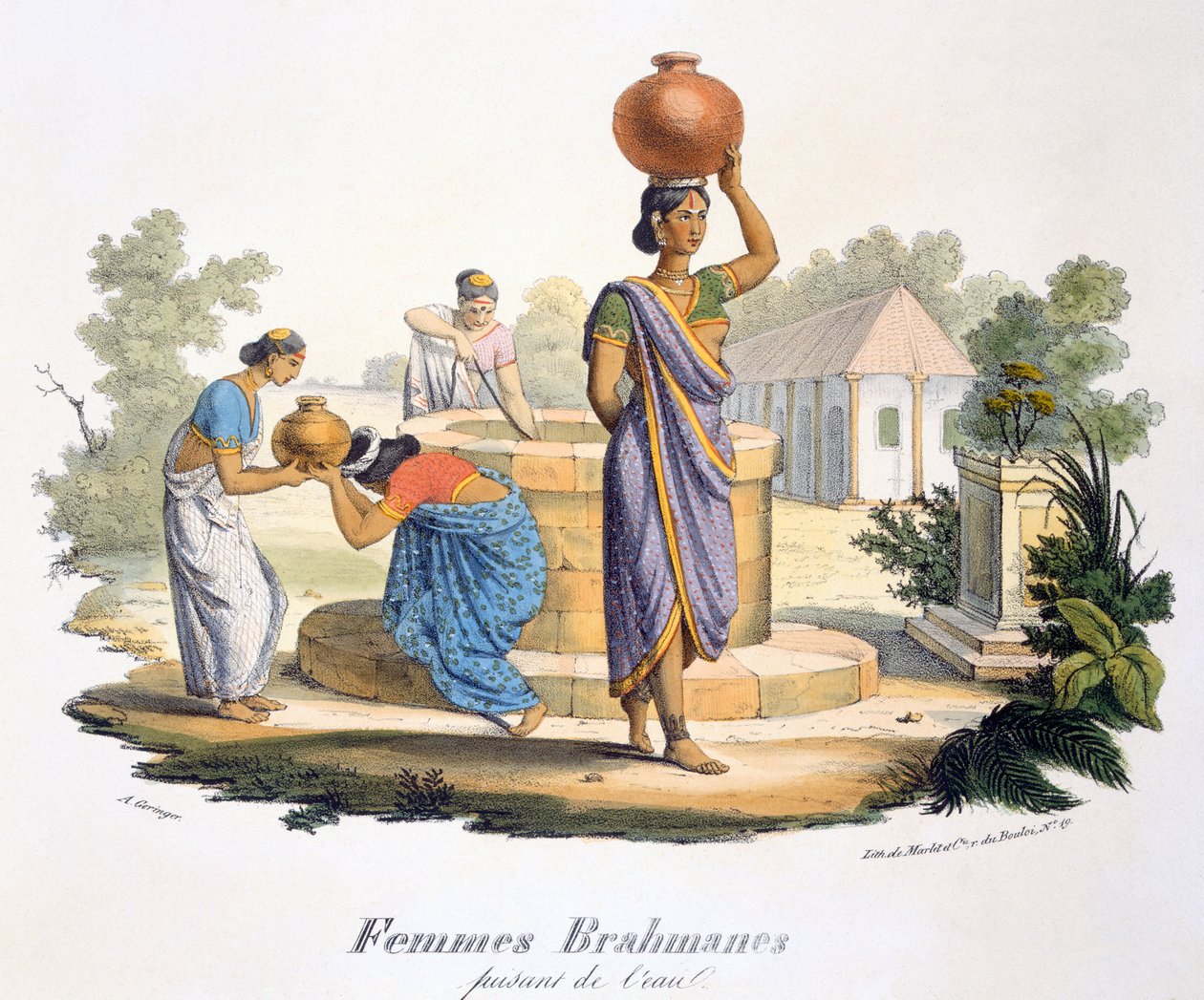 Brahmanské ženy sbírající vodu, 1827-35 od M.E. Burnouf