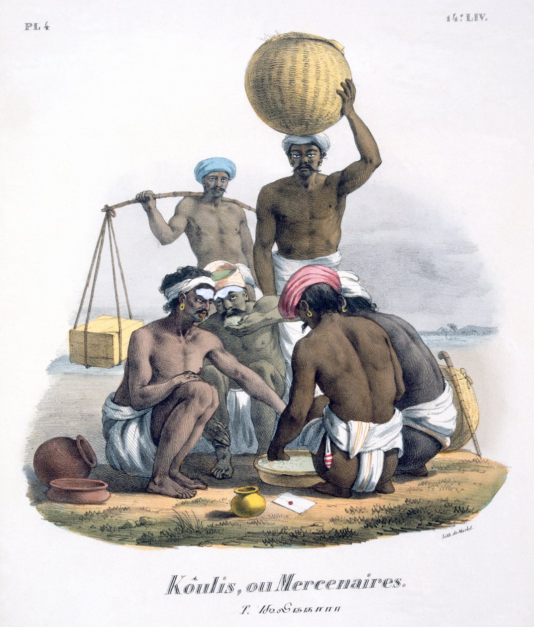 Dělníci, kteří se dělí o rýži, 1827-35 od M.E. Burnouf