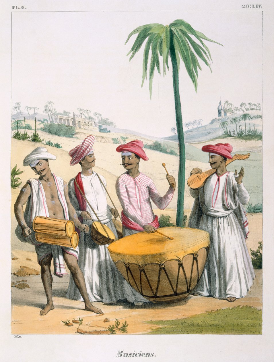 Hudebníci s velkým kotlíkovým bubnem, 1827-35 od M.E. Burnouf