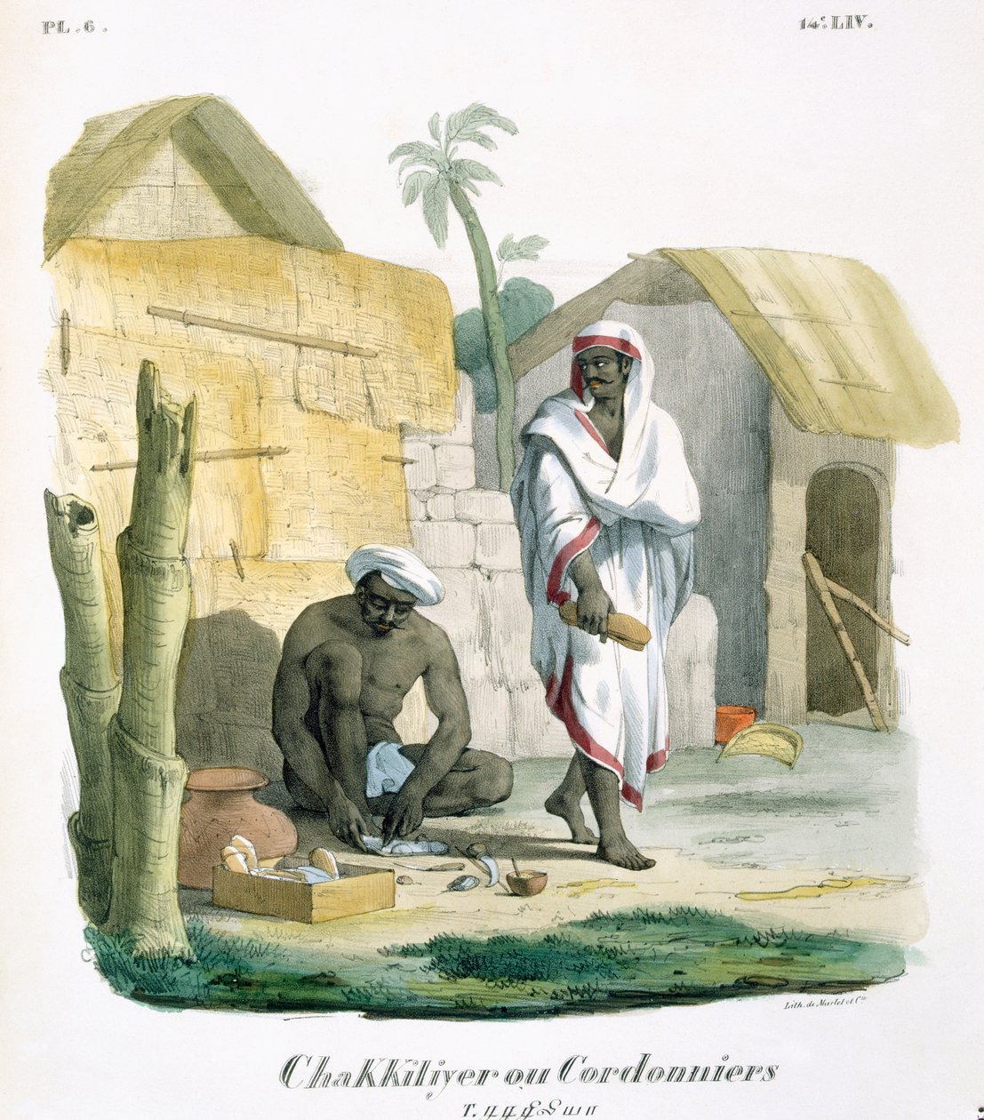 Výroba lanových sandálů, 1827-35 od M.E. Burnouf