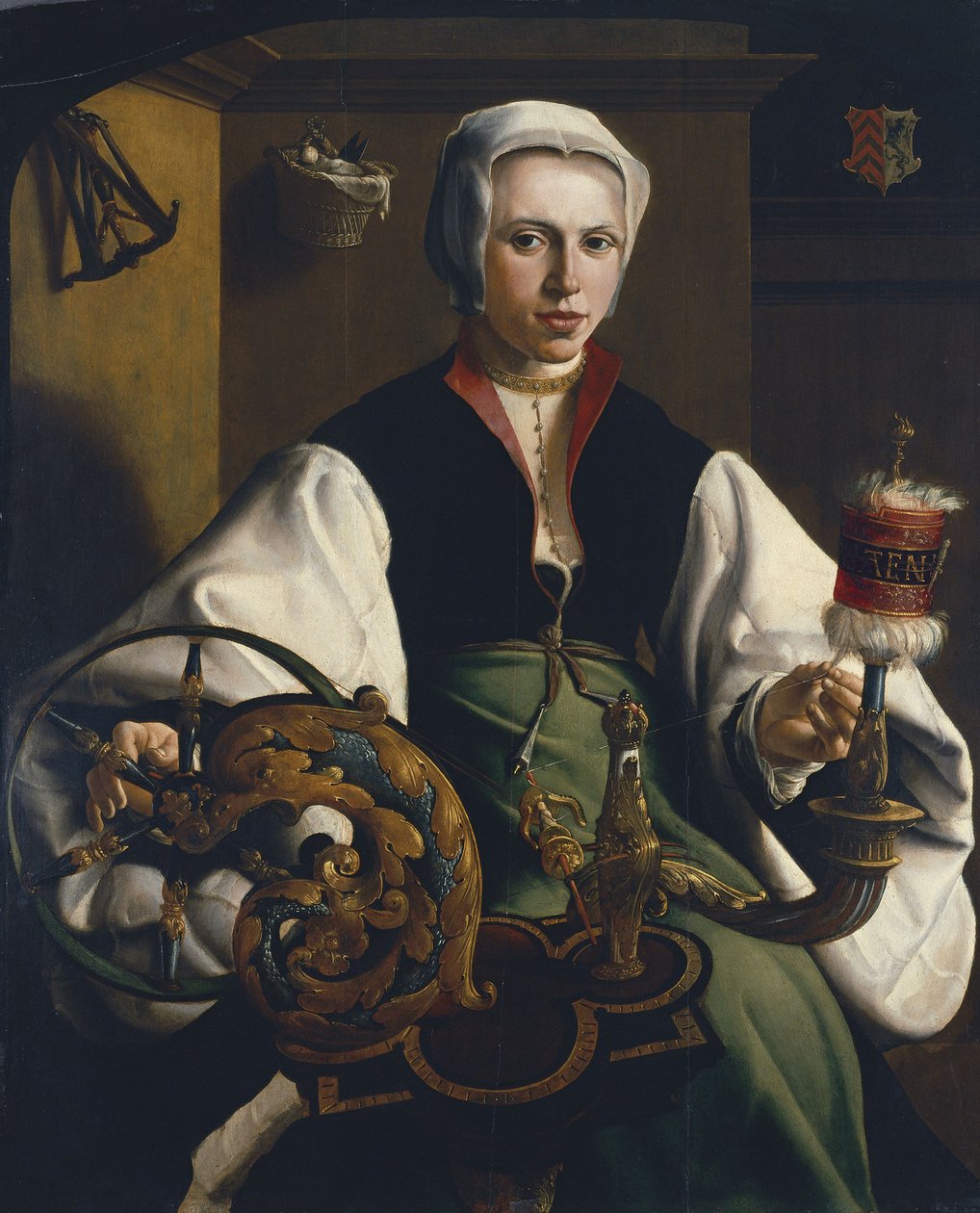 Portrét dámy točící se od Maarten van Heemskerck