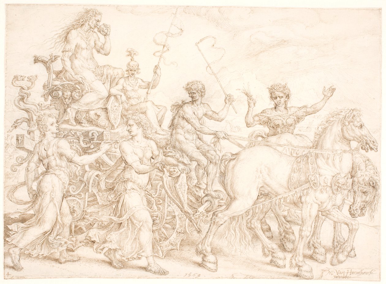 Triumfální vůz. Invidia (závist) od Maarten van Heemskerck