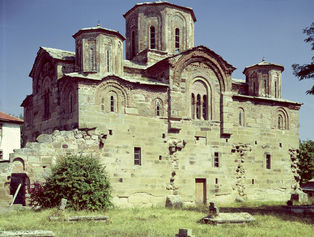 Jihozápadní pohled na kostel Sveti Djordje, postavený v roce 1313 od Macedonian School