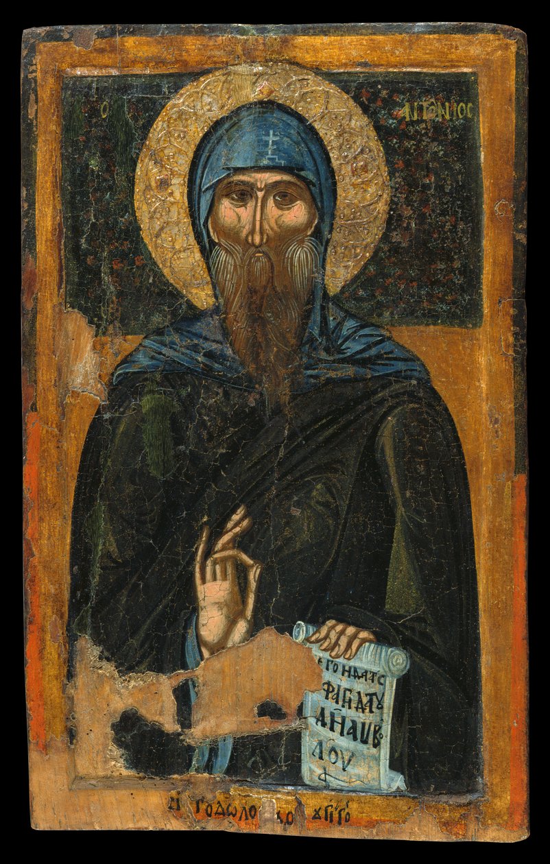 Ikona svatého Antonína (vaječná tempera na panelu) od Macedonian School