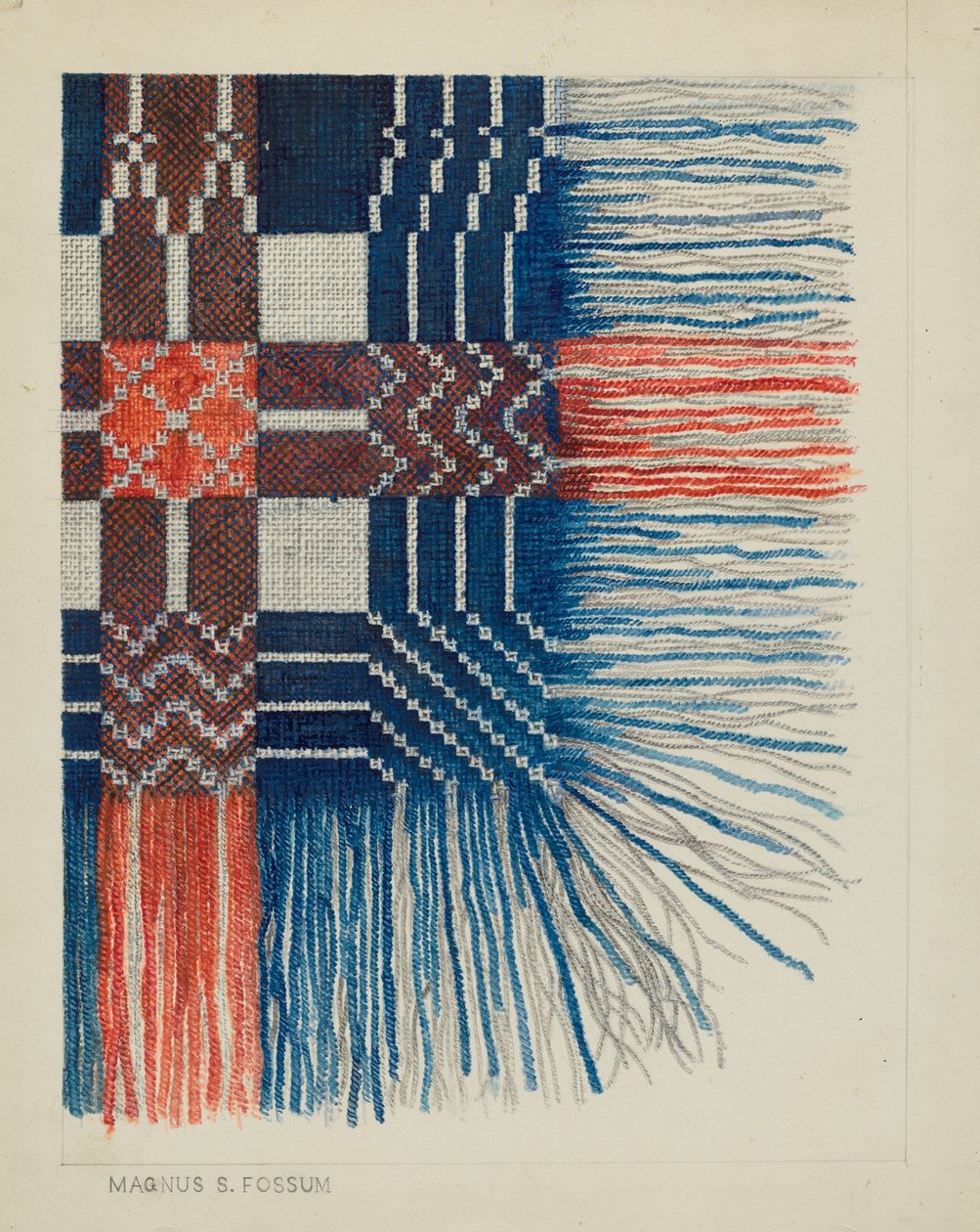 Detail tkaného přehozu, c. 1937. od Magnus S. Fossum